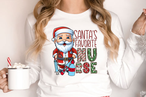 Santa's favorite nurse png design Sublimation Regulrcrative 