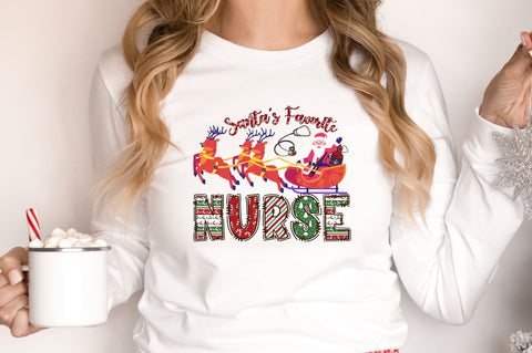 Santa's favorite nurse png design Sublimation Regulrcrative 