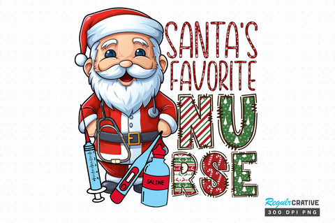 Santa's favorite nurse png design Sublimation Regulrcrative 