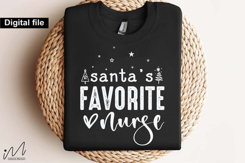 Santa’s Favorite Nurse PNG, Festive Holiday Nurse Sublimation Design for Shirts and Gifts SVG Isabella Machell 