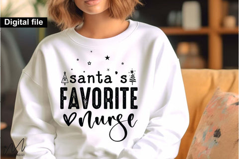 Santa’s Favorite Nurse PNG, Festive Holiday Nurse Sublimation Design for Shirts and Gifts SVG Isabella Machell 