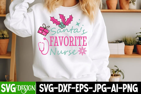 Santa’s Favorite Nurse SVG Design,Christmas SVG ,Christmas SVG Design, Christmas SVG Bundle,Farmhouse Christmas SVG,Funny Christmas SVG Design SVG BlackCatsMedia 