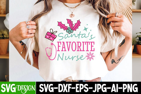 Santa’s Favorite Nurse SVG Design,Christmas SVG ,Christmas SVG Design, Christmas SVG Bundle,Farmhouse Christmas SVG,Funny Christmas SVG Design SVG BlackCatsMedia 