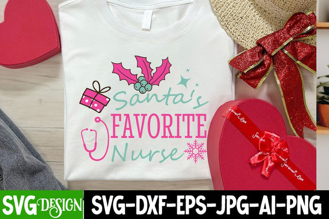 Santa’s Favorite Nurse SVG Design,Christmas SVG ,Christmas SVG Design, Christmas SVG Bundle,Farmhouse Christmas SVG,Funny Christmas SVG Design SVG BlackCatsMedia 