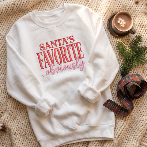 Santa's Favorite Obviously Embroidery Design – Funny Christmas Saying Holiday Typography Machine Embroidery File Embroidery/Applique DESIGNS PatternFeed8 