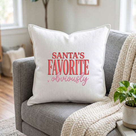 Santa's Favorite Obviously Embroidery Design – Funny Christmas Saying Holiday Typography Machine Embroidery File Embroidery/Applique DESIGNS PatternFeed8 