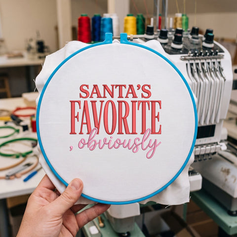 Santa's Favorite Obviously Embroidery Design – Funny Christmas Saying Holiday Typography Machine Embroidery File Embroidery/Applique DESIGNS PatternFeed8 