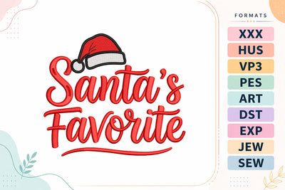 Santa's Favorite Red Script Christmas Embroidery Design Embroidery/Applique DESIGNS sg embroidery 