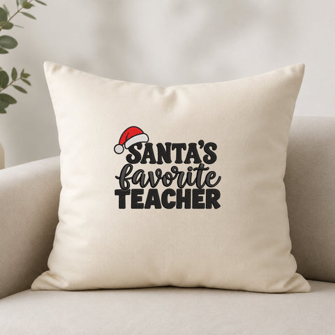 Santa’s Favorite Teacher Embroidery Design – Christmas Teacher Holiday Machine Embroidery File Embroidery/Applique DESIGNS PatternFeed8 