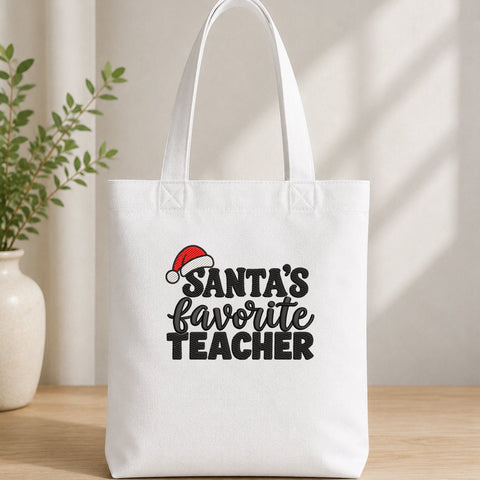 Santa’s Favorite Teacher Embroidery Design – Christmas Teacher Holiday Machine Embroidery File Embroidery/Applique DESIGNS PatternFeed8 