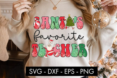 Santa's Favorite Teacher PNG Christmas Sublimation Sublimation Freeling Design House 