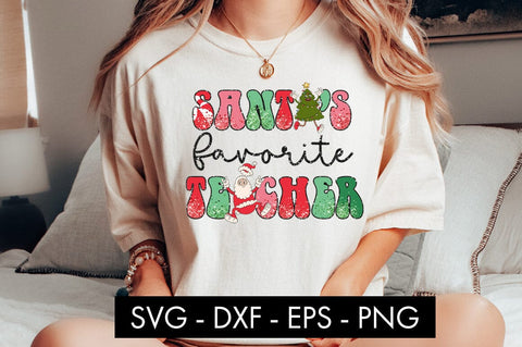 Santa's Favorite Teacher PNG Christmas Sublimation Sublimation Freeling Design House 