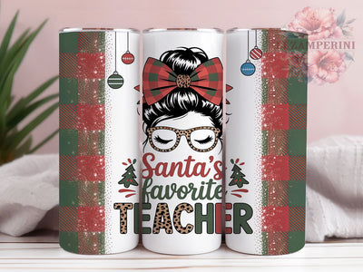 Santa’s Favorite Teacher Tumbler, Santa Favorite Teacher Wrap, Festive Teacher Sublimation, Holiday Teacher Cup, 20Oz Skinny Tumbler Wrap, Teacher Christmas Mug, Cute Teacher Design Sublimation Li Zamperini 