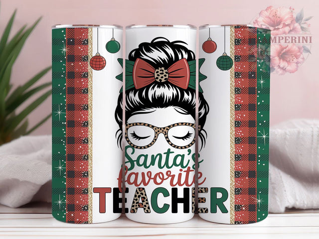 Santa’s Favorite Teacher Tumbler, Santa Favorite Teacher Wrap, Festive Teacher Sublimation, Holiday Teacher Cup, 20Oz Skinny Tumbler Wrap, Teacher Christmas Mug, Cute Teacher Design Sublimation Li Zamperini 