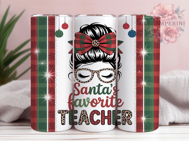 Santa’s Favorite Teacher Tumbler, Santa Favorite Teacher Wrap, Festive Teacher Sublimation, Holiday Teacher Cup, 20Oz Skinny Tumbler Wrap, Teacher Christmas Mug, Cute Teacher Design Sublimation Li Zamperini 
