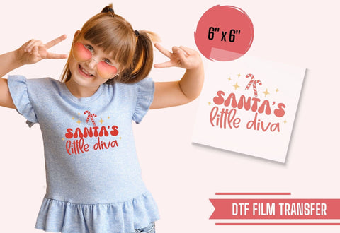 Santa's Little Diva DTF Transfer Physical So Fontsy T-Shirt Iron-On Transfer Shop