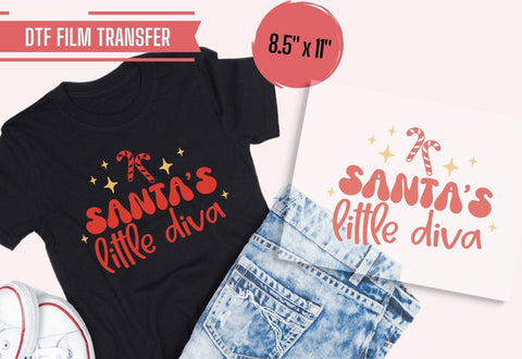 Santa's Little Diva DTF Transfer Physical So Fontsy T-Shirt Iron-On Transfer Shop