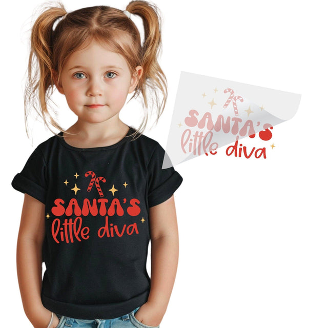 Santa's Little Diva DTF Transfer Physical So Fontsy T-Shirt Iron-On Transfer Shop 6x6