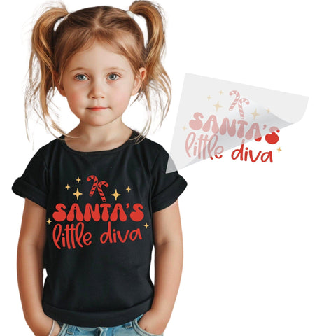 Santa's Little Diva DTF Transfer Physical So Fontsy T-Shirt Iron-On Transfer Shop 6x6