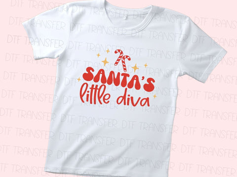 Santa's Little Diva DTF Transfer Physical So Fontsy T-Shirt Iron-On Transfer Shop