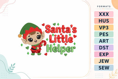 Santa's Little Helper Elf Christmas Embroidery Design Embroidery/Applique DESIGNS sg embroidery 