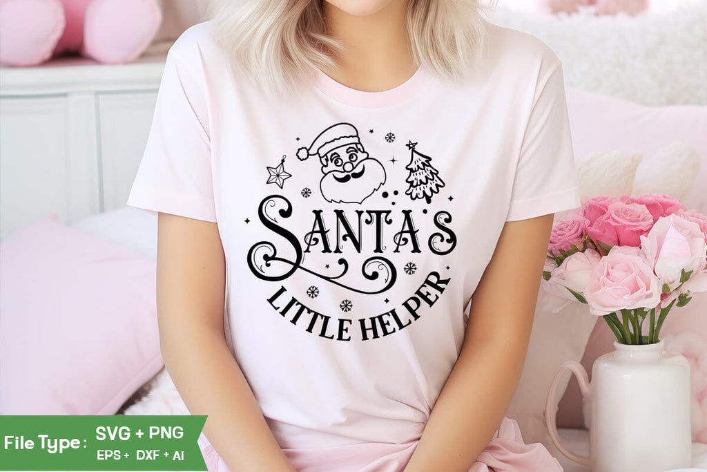 Santa's Little Helper SVG Design, Dog Christmas Round SVG, Dog ...
