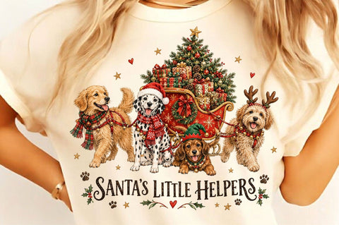 Santas Little Helpers Dogs Sleigh PNG Sublimation SVGista 