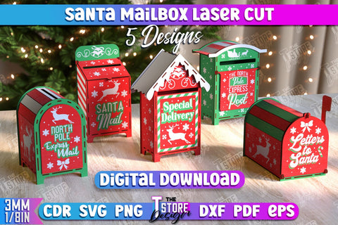 Santa's Mailbox Bundle | Christmas Post Box | Letters for Santa | North Pole Express | CNC Files SVG The T Store Design 