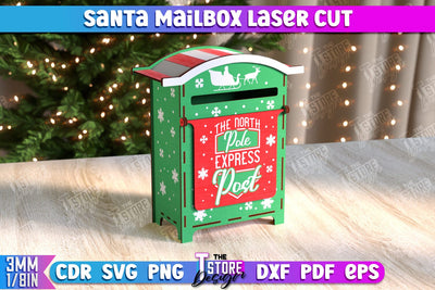 Santa's Mailbox | Christmas Post Box | Letters for Santa | North Pole Express | CNC File SVG The T Store Design 