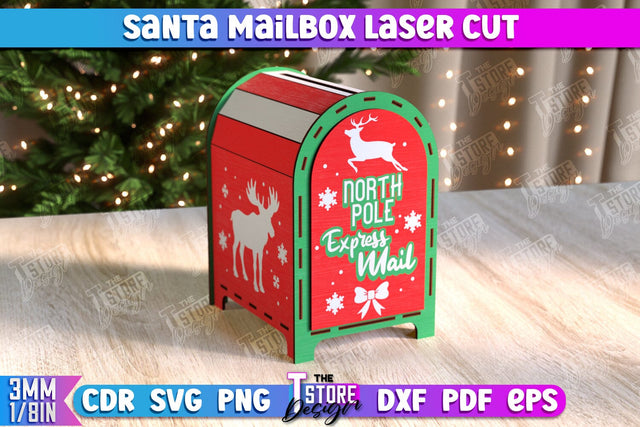 Santa's Mailbox | Christmas Post Box | Letters for Santa | North Pole Express | CNC File SVG The T Store Design 