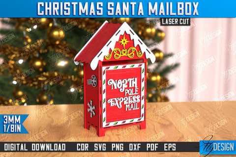 Santa's Mailbox Laser Cut Bundle | Christmas Post Box | Letters for Santa | North Pole Express | CNC Files SVG Fly Design 