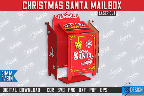 Santa's Mailbox Laser Cut Bundle | Christmas Post Box | Letters for Santa | North Pole Express | CNC Files SVG Fly Design 