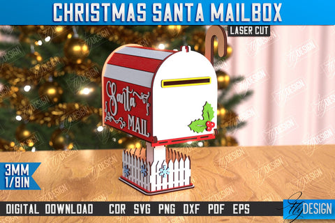 Santa's Mailbox Laser Cut Bundle | Christmas Post Box | Letters for Santa | North Pole Express | CNC Files SVG Fly Design 