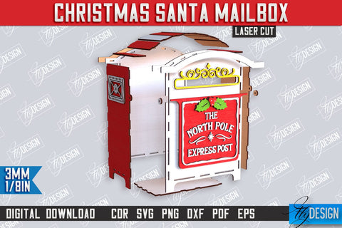Santa's Mailbox Laser Cut Bundle | Christmas Post Box | Letters for Santa | North Pole Express | CNC Files SVG Fly Design 