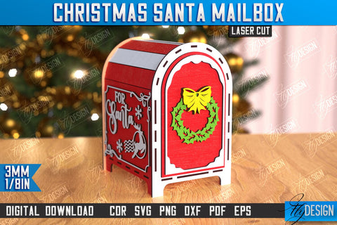 Santa's Mailbox Laser Cut | Christmas Post Box | Letters for Santa | North Pole Express | CNC File SVG Fly Design 