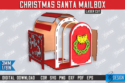 Santa's Mailbox Laser Cut | Christmas Post Box | Letters for Santa | North Pole Express | CNC File SVG Fly Design 