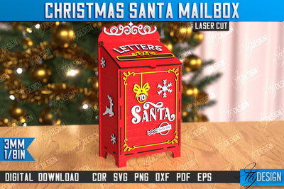 Santa's Mailbox Laser Cut | Christmas Post Box | Letters for Santa | North Pole Express | CNC File SVG Fly Design 