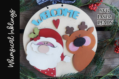 Santa's Reindeer Sign SVG Whimsical Inklings 