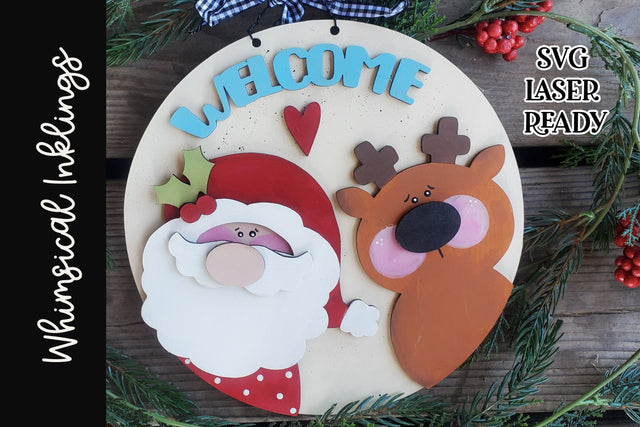 Santa's Reindeer Sign SVG Whimsical Inklings 