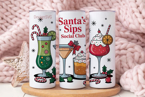 Santa's Sips Tumbler Wrap Sublimation DesignSVG 