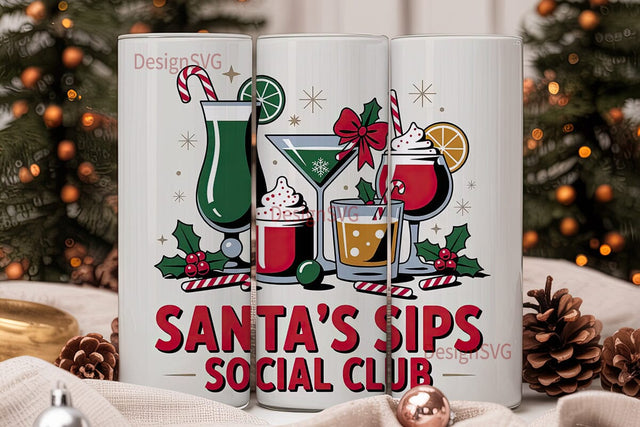 Santa's Sips Tumbler Wrap Sublimation DesignSVG 