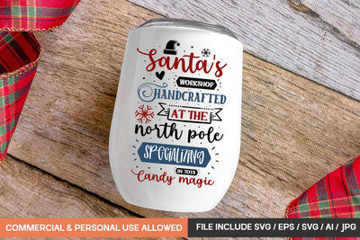 Santa's Workshop Handcrafted At The North Pole Specializing In Toys Candy Magic Svg Design SVG designmaster24 