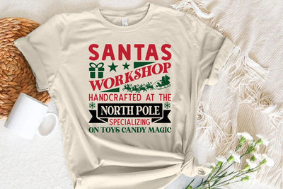 Santas Workshop Handcrafted At The North Pole Specializing On Toys Candy Magic SVG Angelina750 