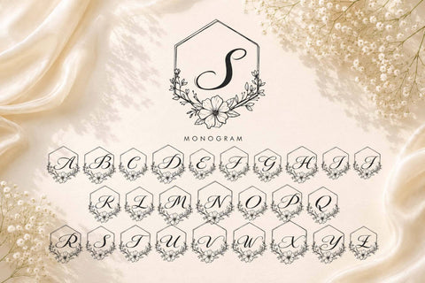 Santhina Flower Monogram Font Prasetya Letter 