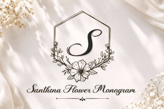 Santhina Flower Monogram Font Prasetya Letter 