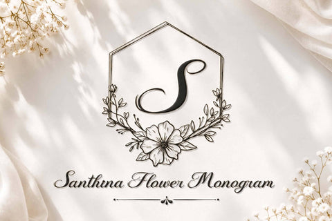 Santhina Flower Monogram Font Prasetya Letter 