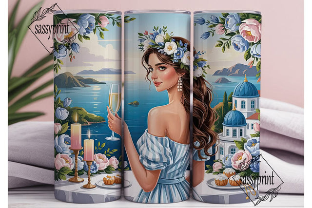 Santorini Escape 20oz Tumbler Wrap Sublimation sassyprint 