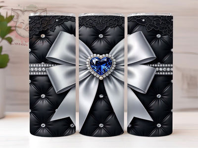 Sapphire Bow Luxury 20oz Tumbler, Sapphire Design, Bow Motif, Luxury Style, Elegant Theme, Glamorous Charm, 20oz Wrap, Sublimation Tumbler Sublimation Lara' s Designs 
