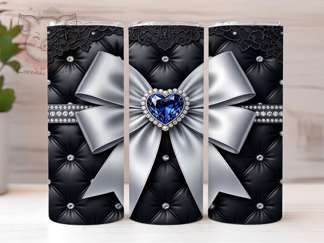 Sapphire Bow Luxury 20oz Tumbler, Sapphire Design, Bow Motif, Luxury Style, Elegant Theme, Glamorous Charm, 20oz Wrap, Sublimation Tumbler Sublimation Lara' s Designs 