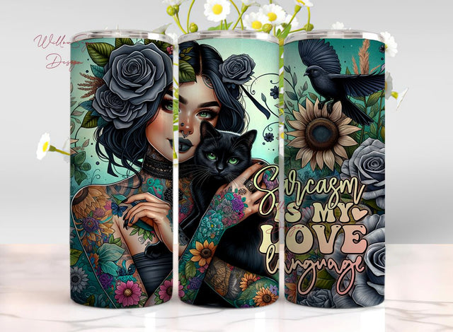 Sarcasm is my Love Language 20oz Skinny Sublimation Tumbler Design, Motivational Self Love Tumbler Png, Boho Women Tumbler Png Download Sublimation WillowSageDesign 